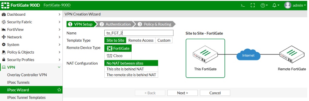 اذهب الى "VPN" من القائمة ثم قم بأختيار "IPsec Wizard"