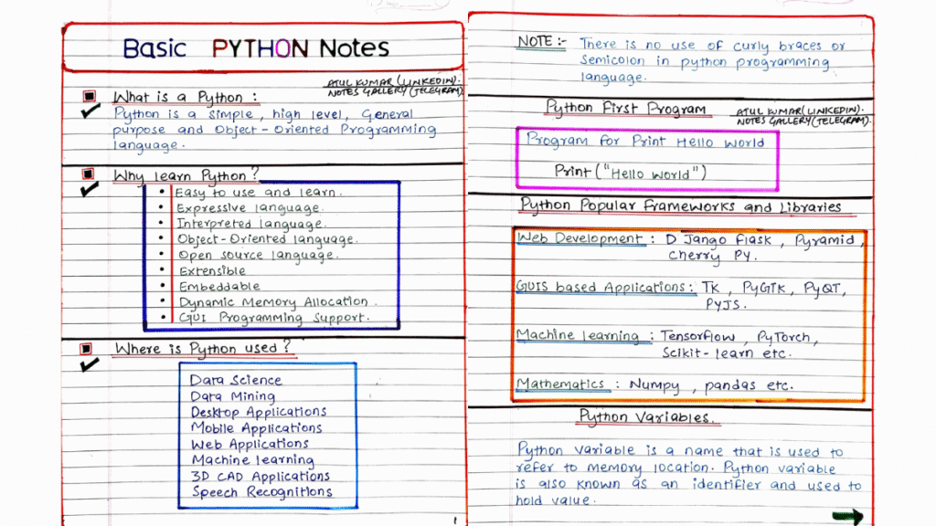 Basic Python Handwritten