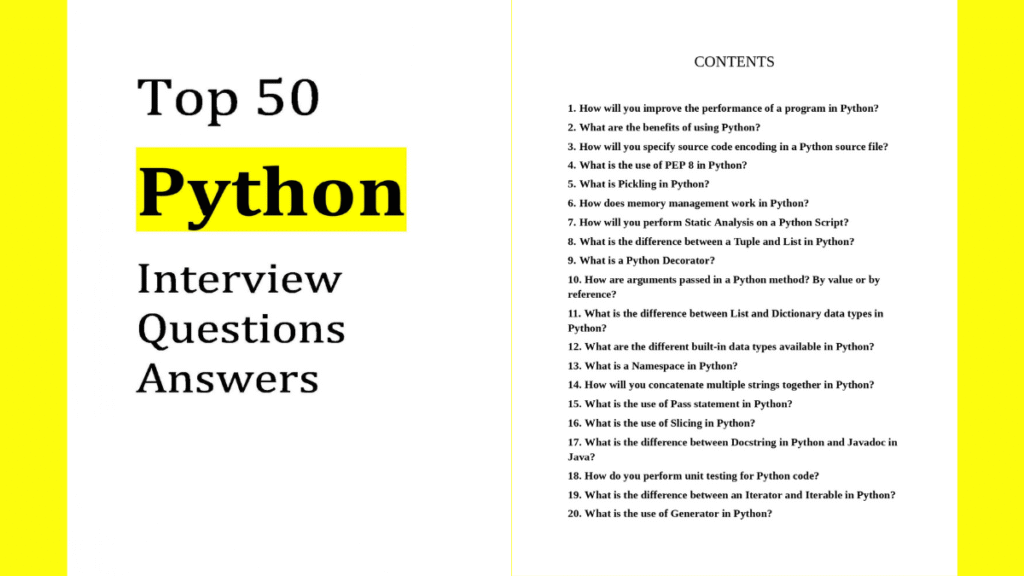 Top 50 python Interview Questions and answers