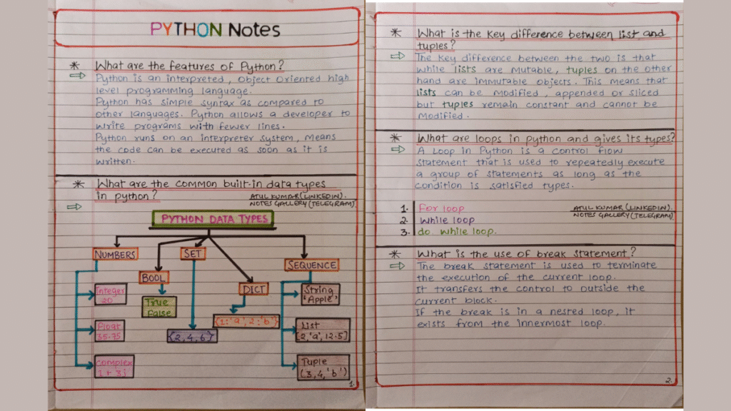 Python Notes Handwritten