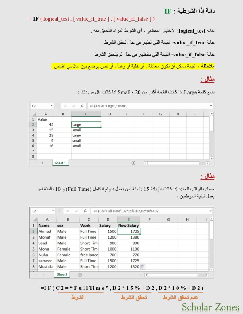 دالة إذا الشرطية IF