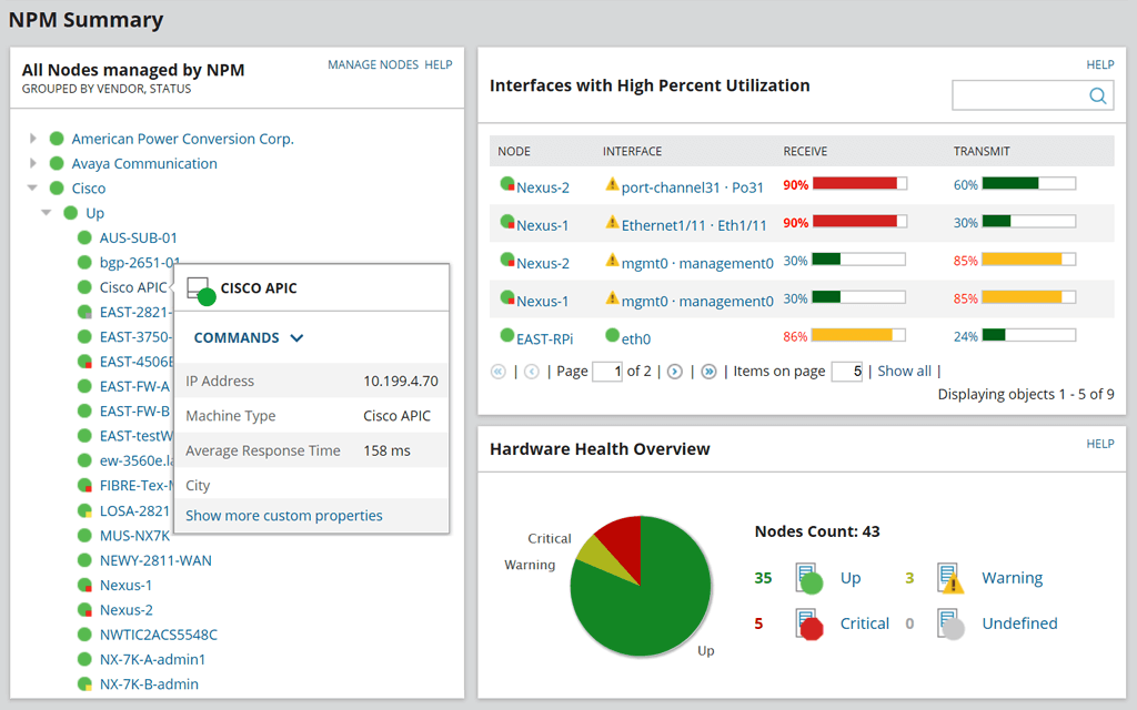 برنامج SolarWinds Performance Monitor