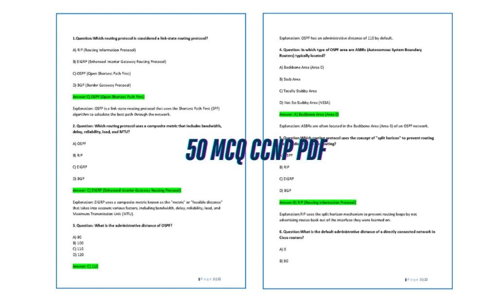 50 MCQ Questions And Answers with Explanation CCNP PDF
