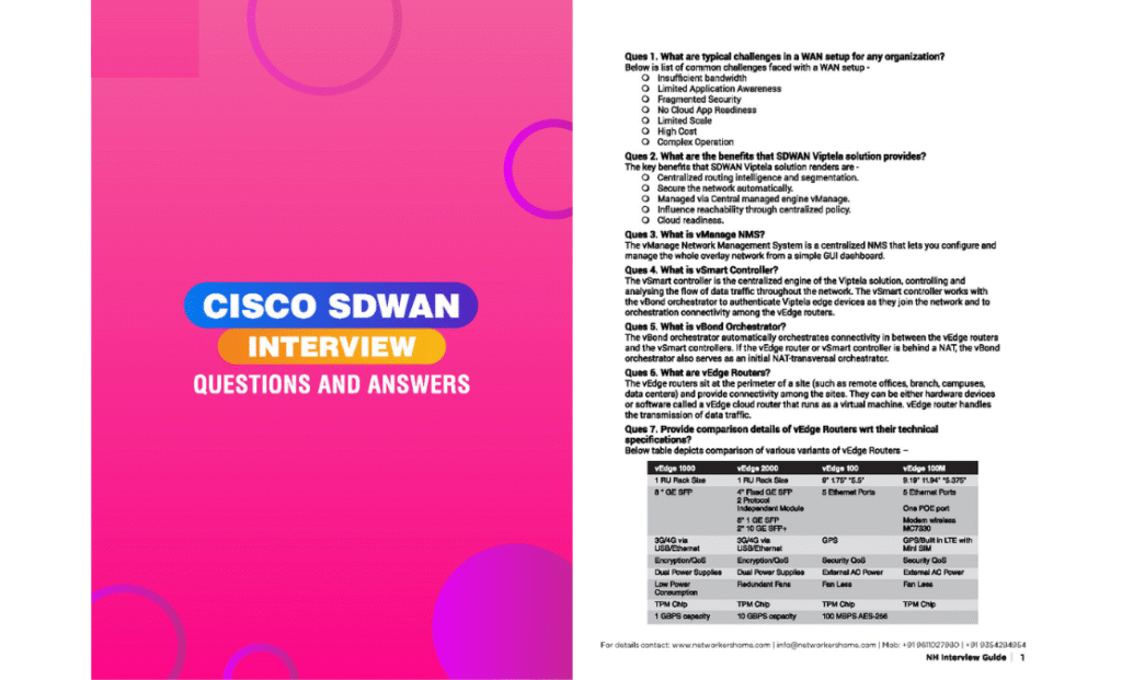 Cisco SDWAN Interview Questions and Answers PDF