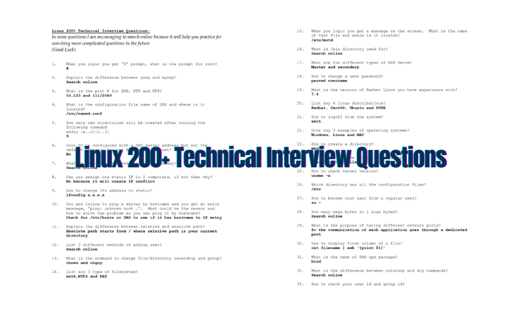 Linux 200+ Technical Interview Questions