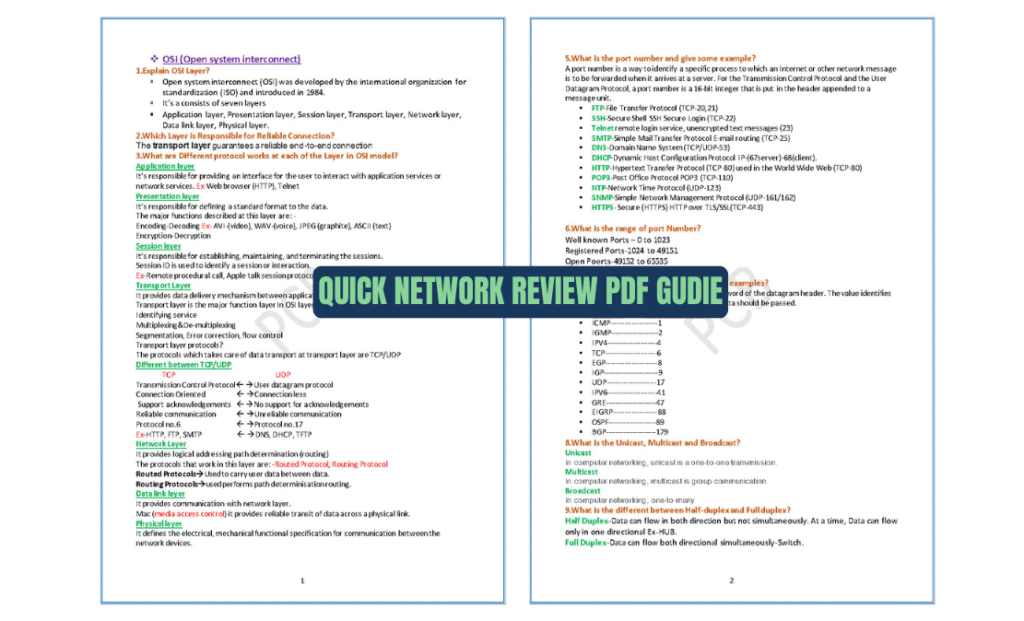 Quick Network Review PDF Gudie