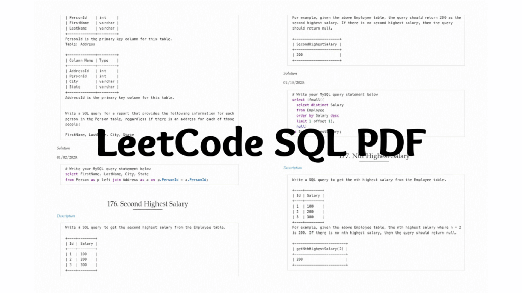 LeetCode SQL PDF