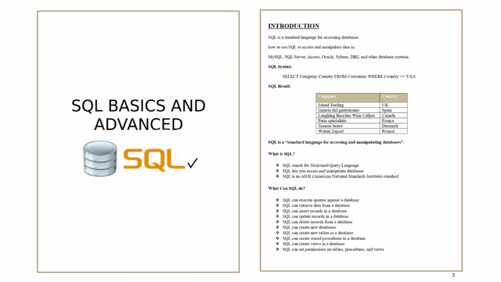 SQL Basics and Advanced PDF
