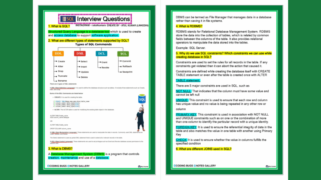 SQL Notes Zero To Hero