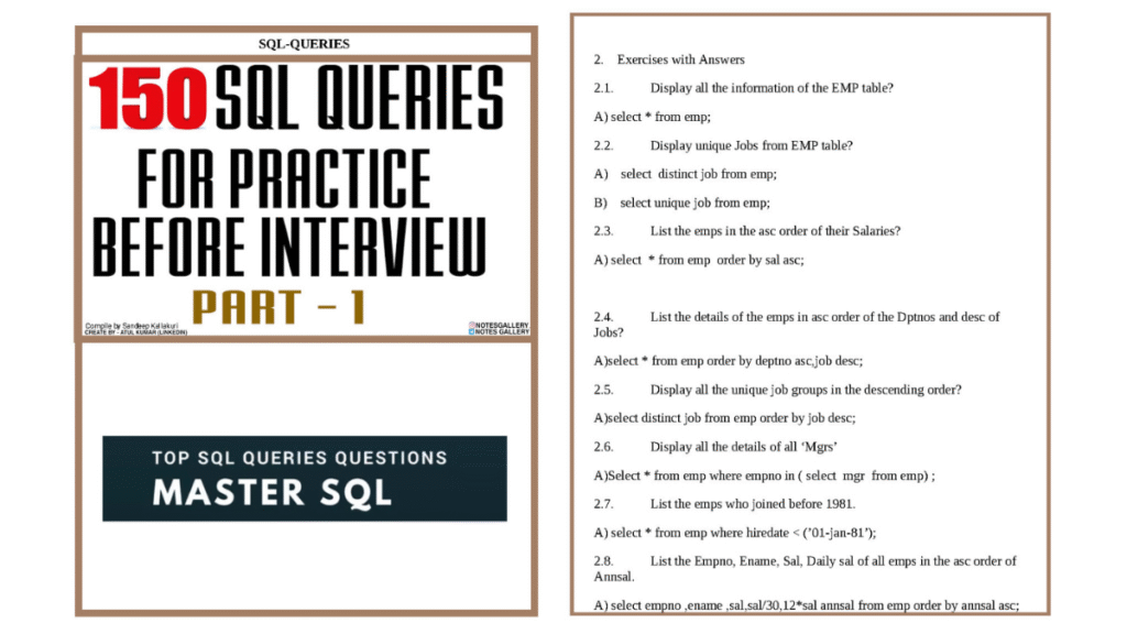 TOP SQL Queries Questions - Master SQL