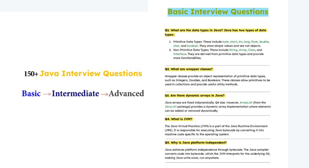 150+ Java Interview Questions Basic Intermediate and Advanced PDF